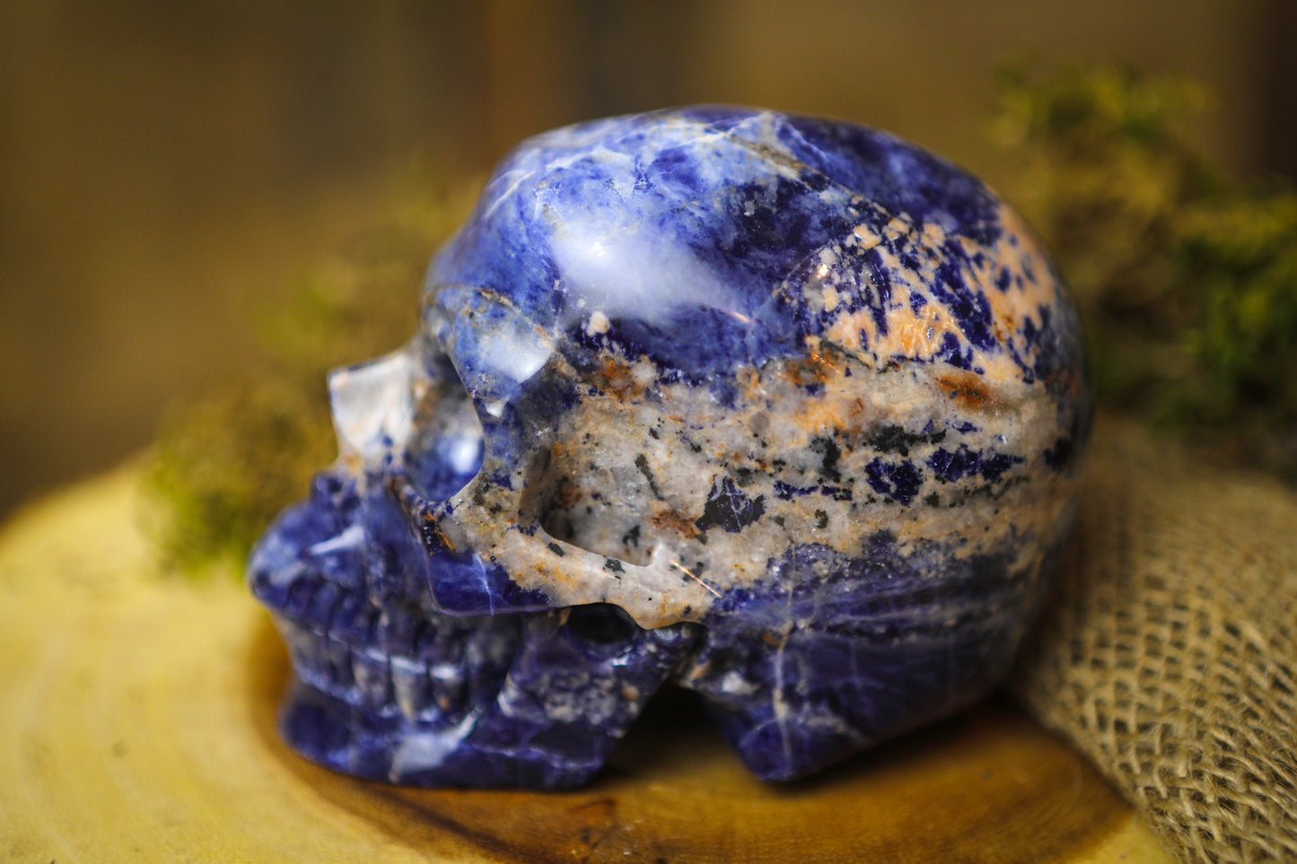 Sodalite Polished Carved Genuine Gemstone Crystal Skull