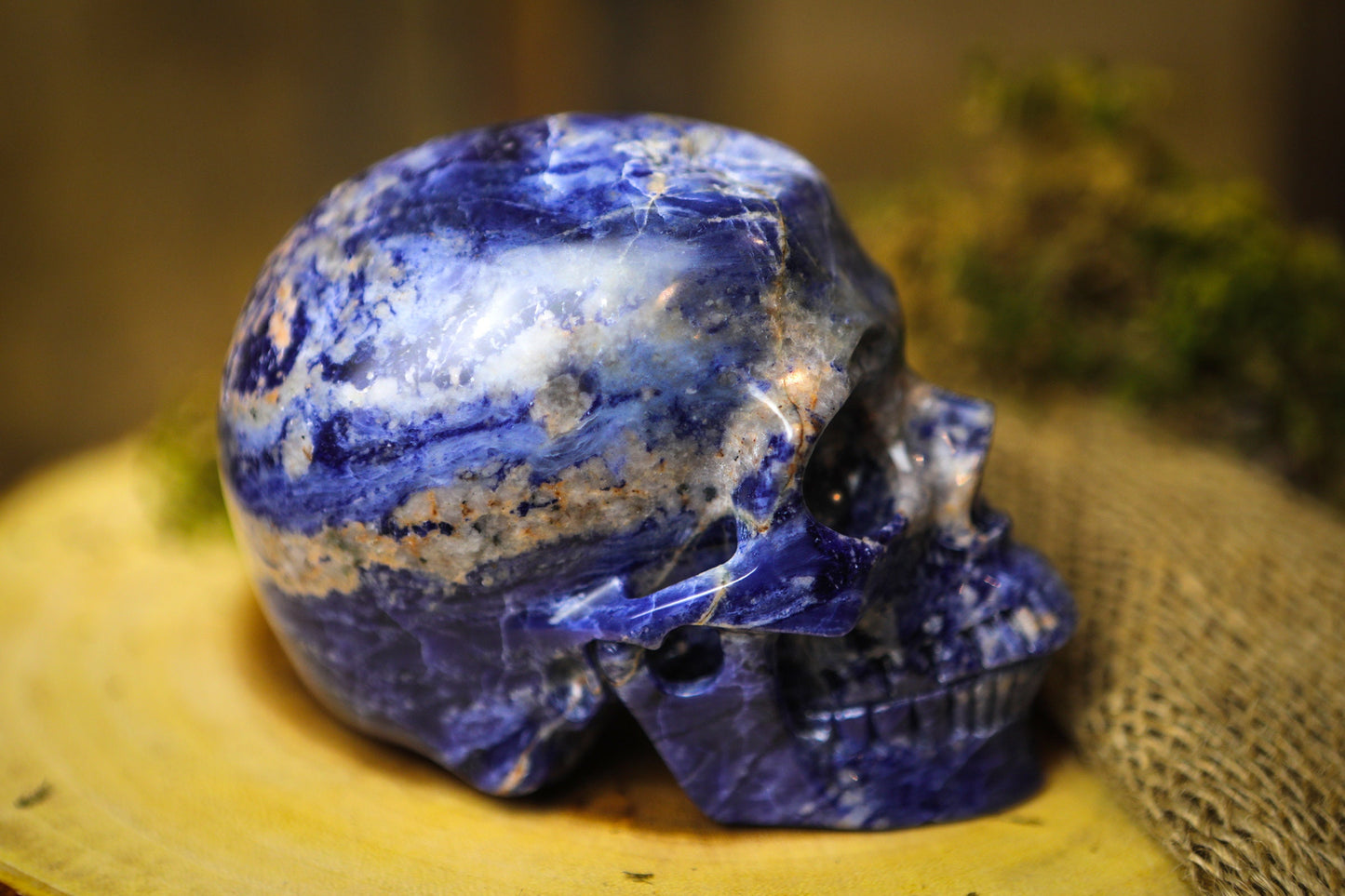 Sodalite Polished Carved Genuine Gemstone Crystal Skull