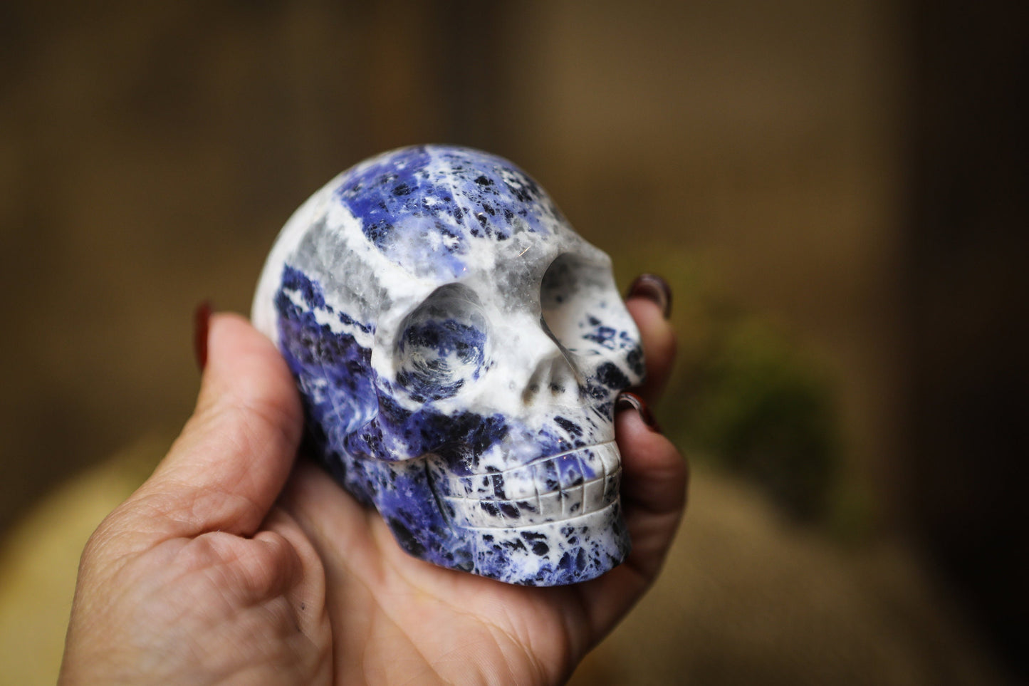 Sodalite Polished Carved Genuine Gemstone Crystal Skull