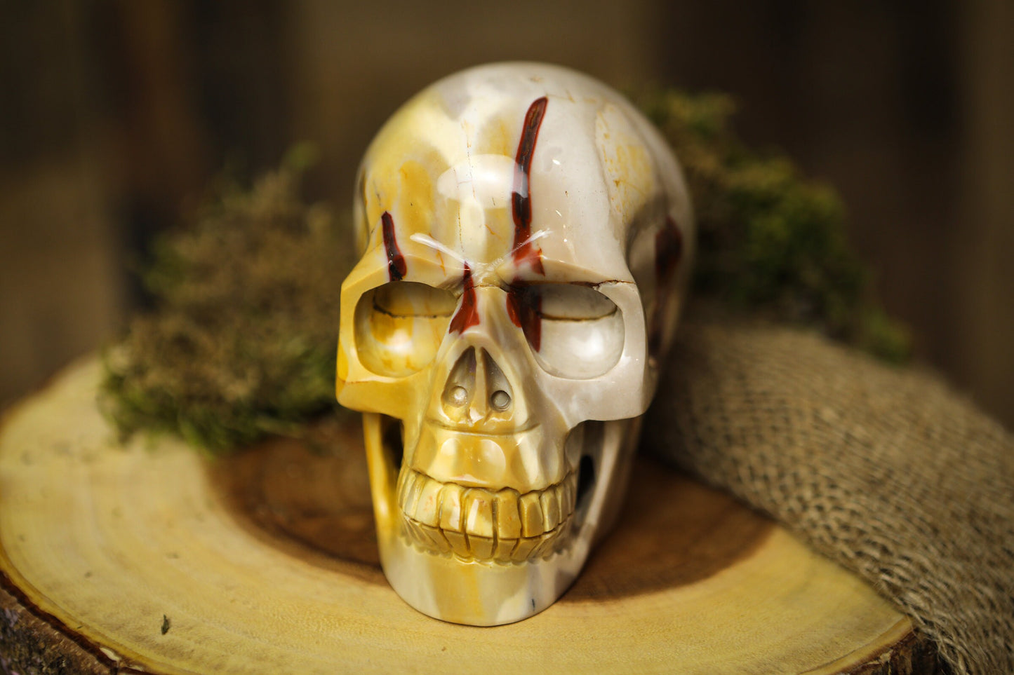 Large Skull Gemstone Polished Carved Mookaite Genuine Crystal Skull