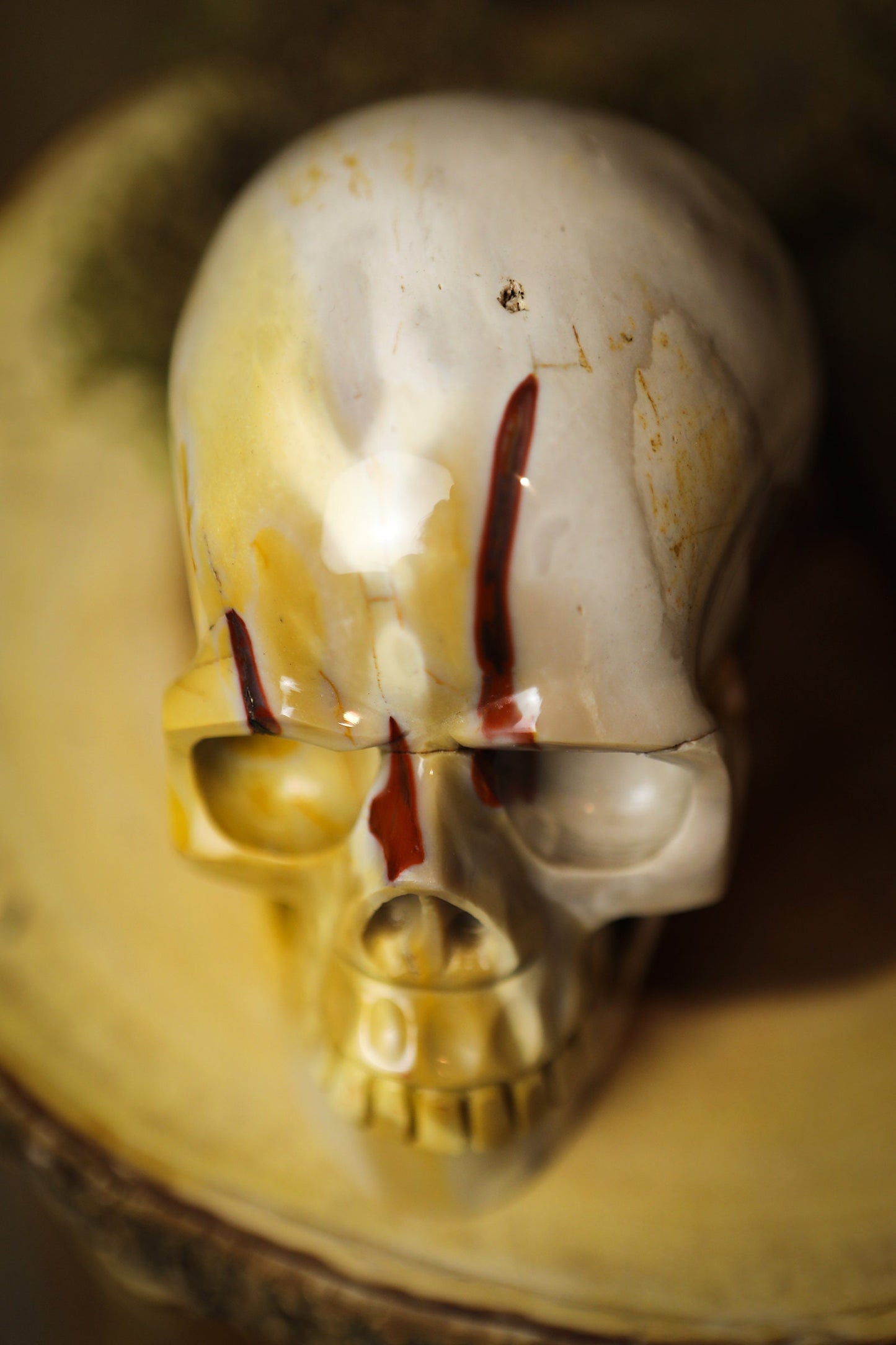 Large Skull Gemstone Polished Carved Mookaite Genuine Crystal Skull