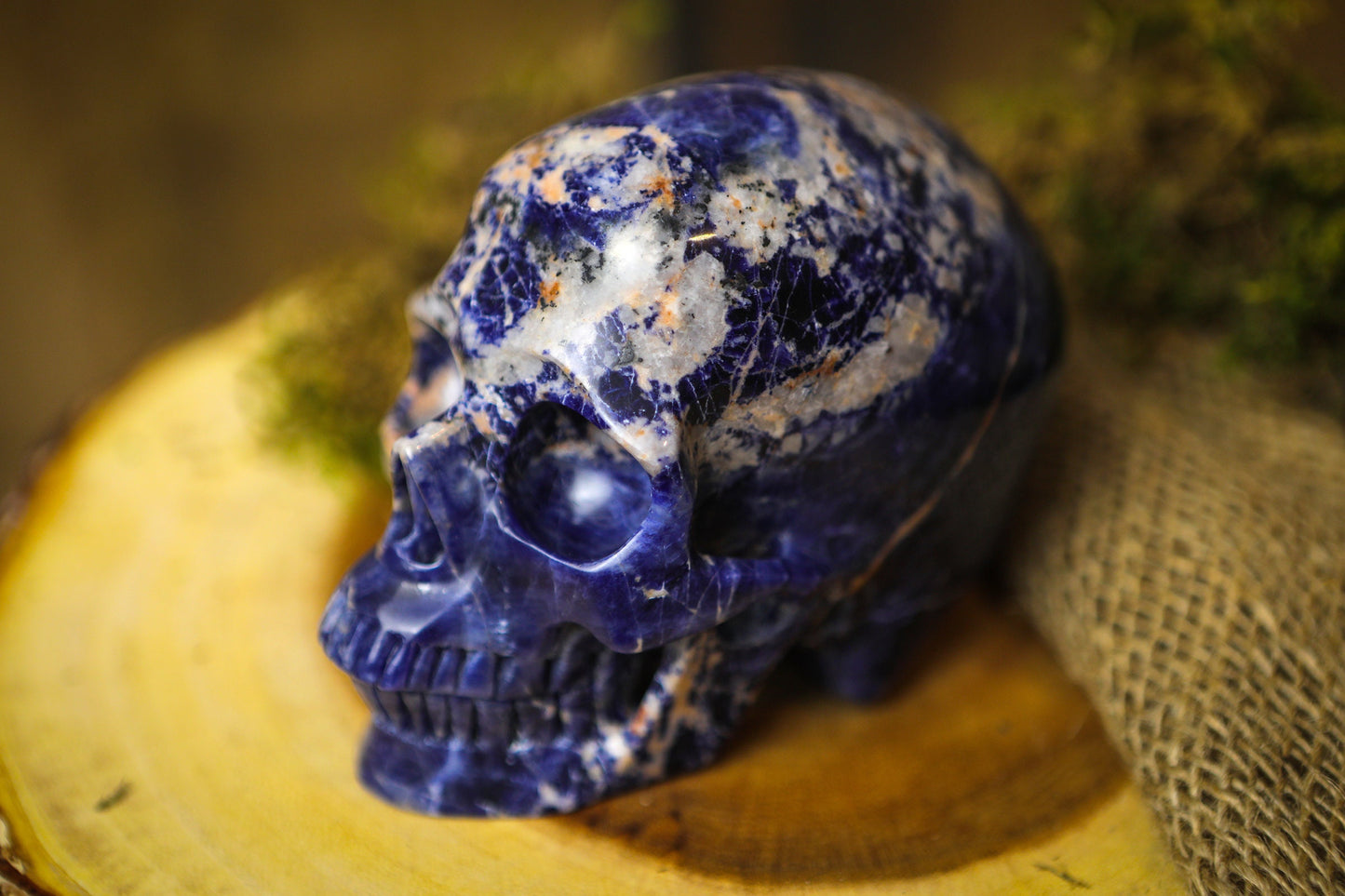 Sodalite Polished Carved Genuine Gemstone Crystal Skull
