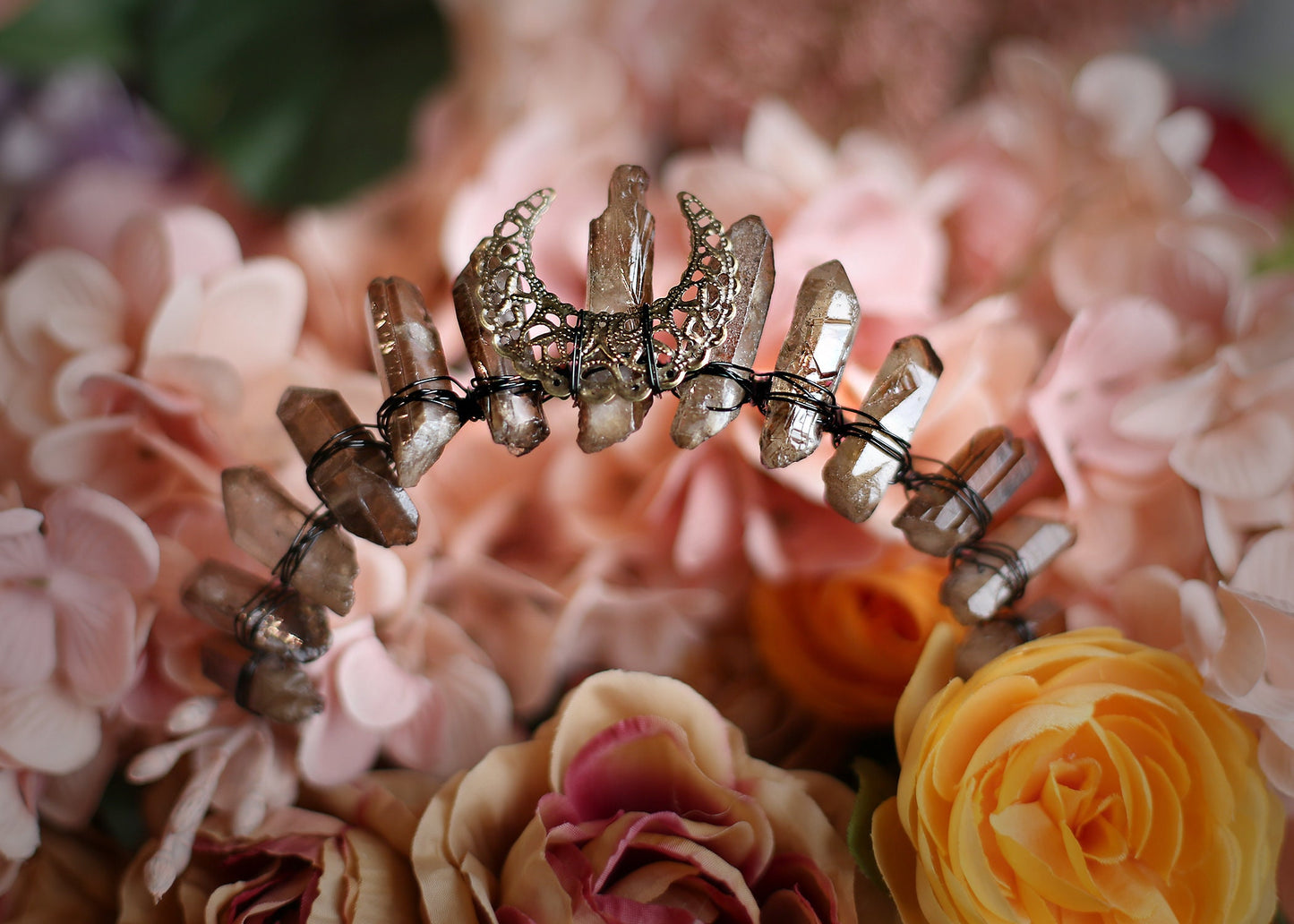 Smoky Quartz Crown TIara | Photo Prop | Witchcraft | Goth | Moon Goddess | Moonchild