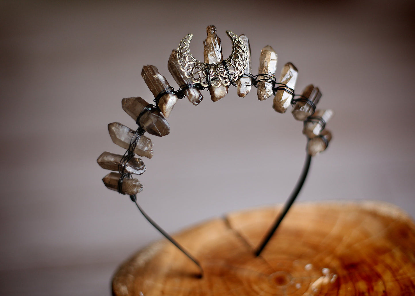 Smoky Quartz Crown TIara | Photo Prop | Witchcraft | Goth | Moon Goddess | Moonchild