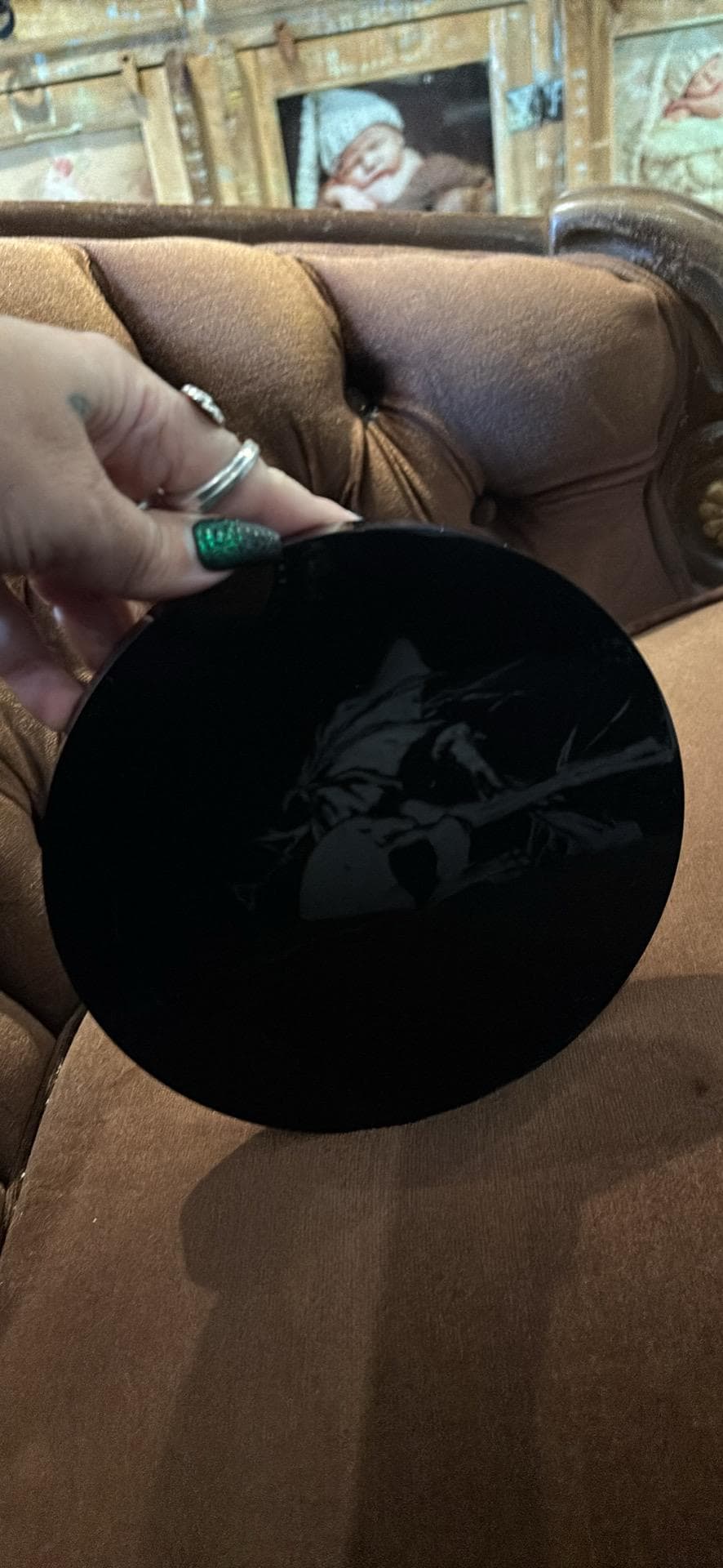 Obsidian Scrying Mirror with Stand & Information Sheet | 6.5 inch