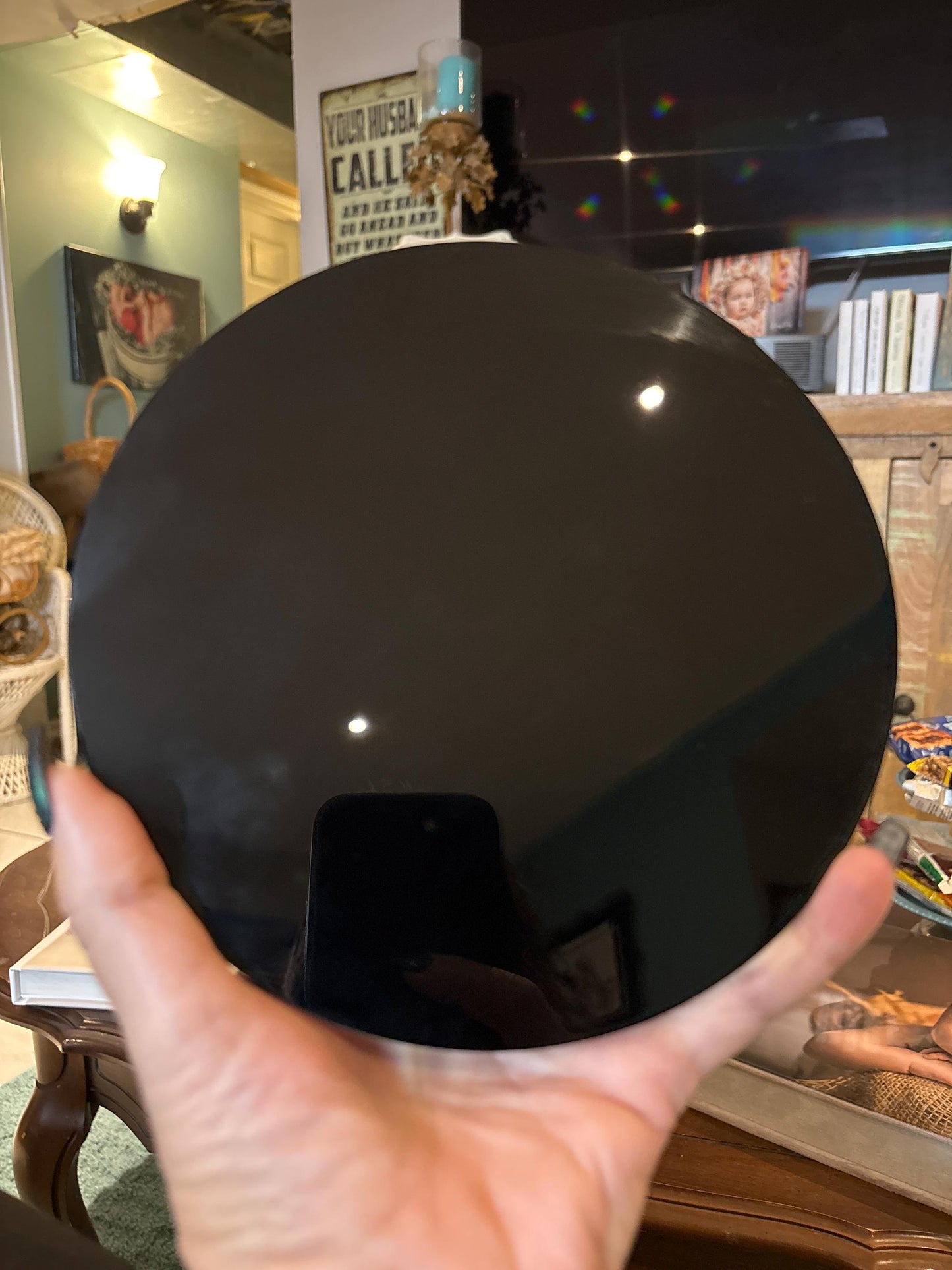 Obsidian Scrying Mirror with Stand & Information Sheet | 6.5 inch