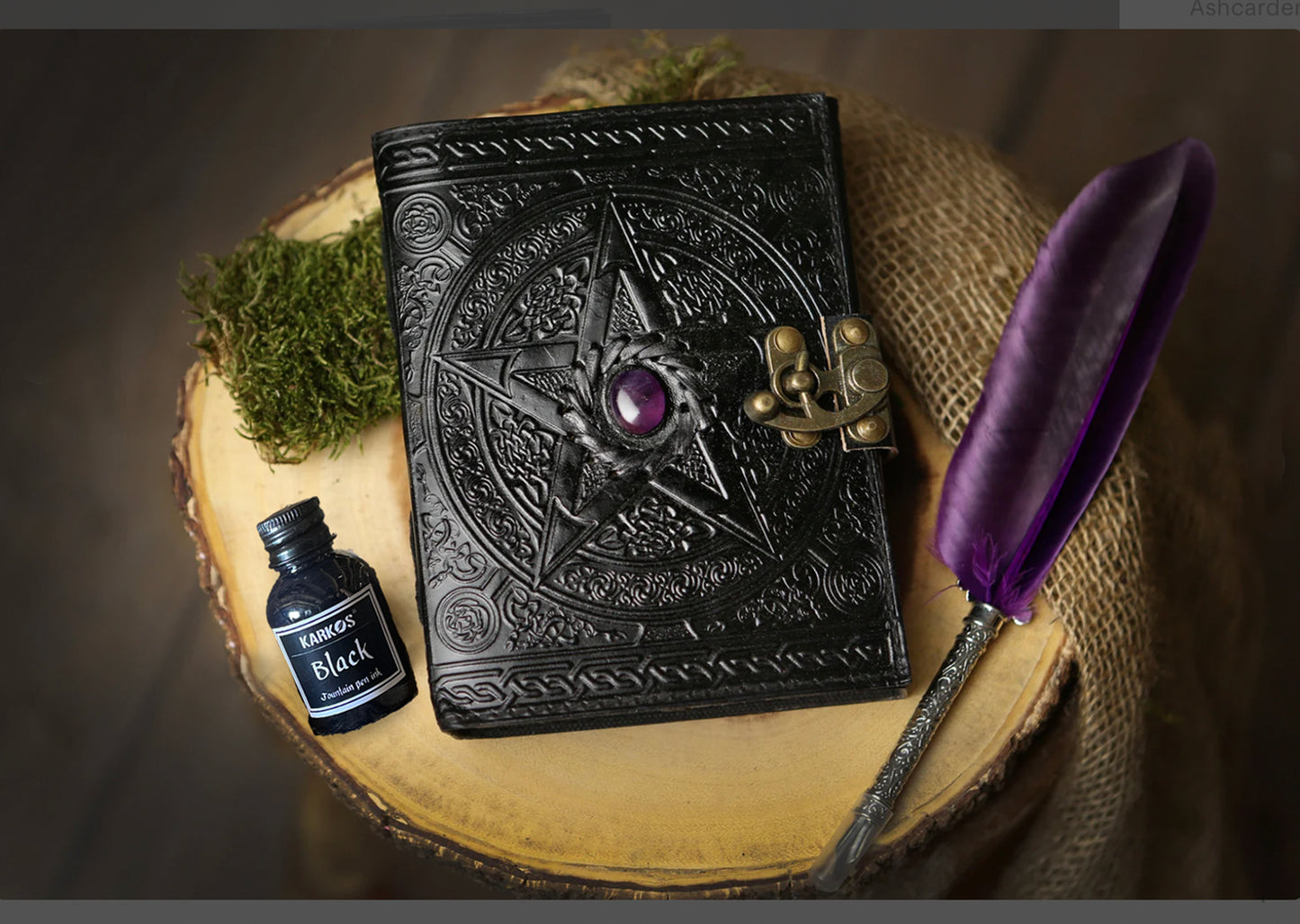 Grimoire with Amethyst Stone