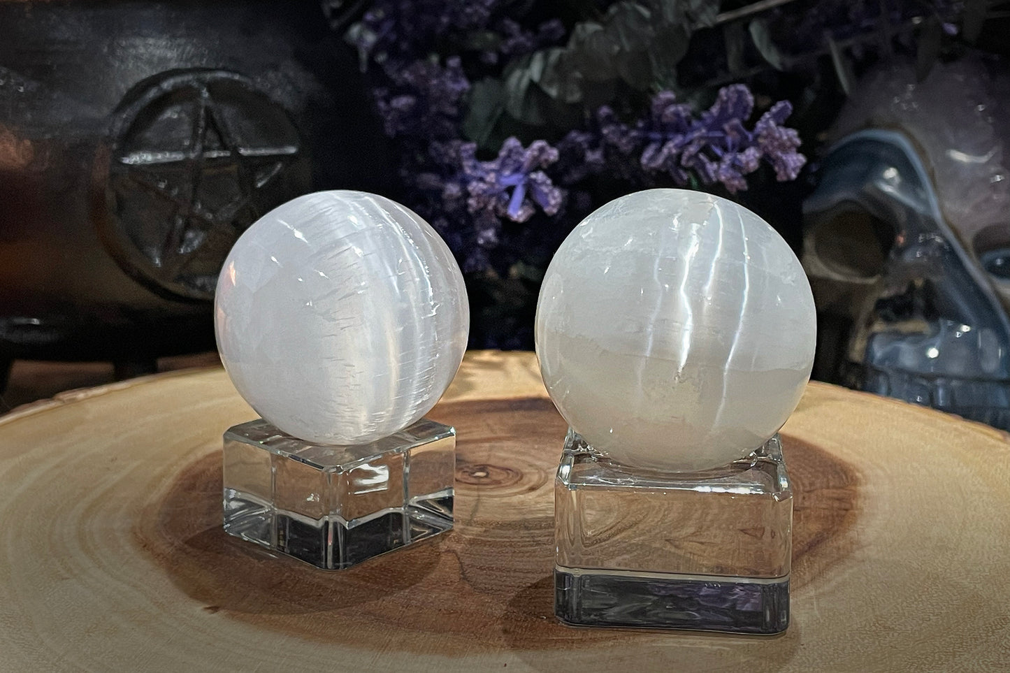 Selenite Sphere with Stand