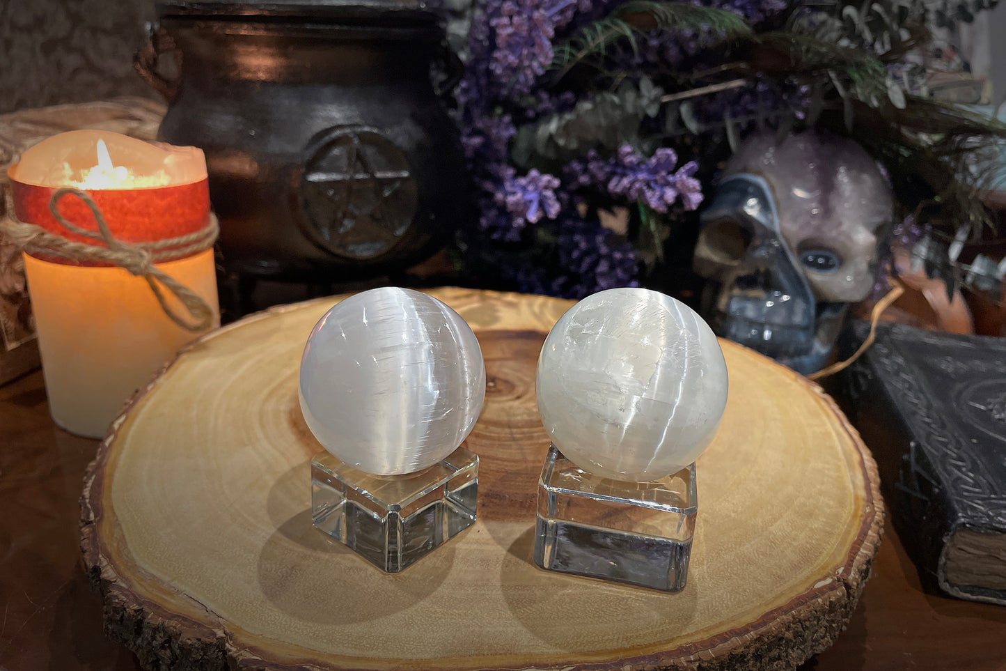 Selenite Sphere with Stand