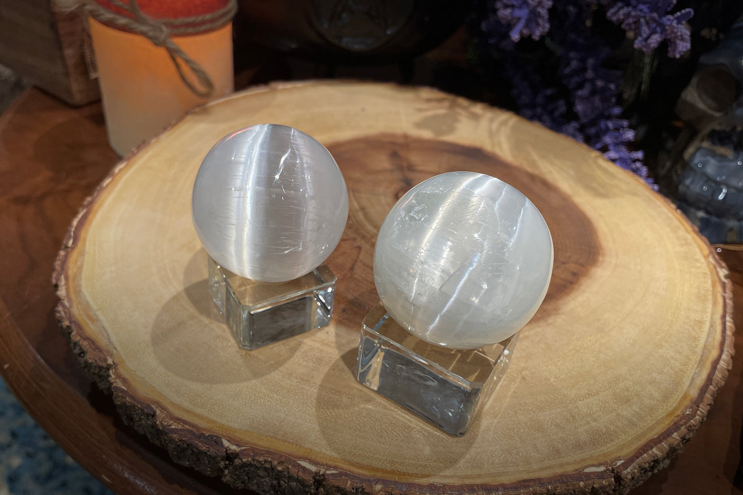 Selenite Sphere with Stand