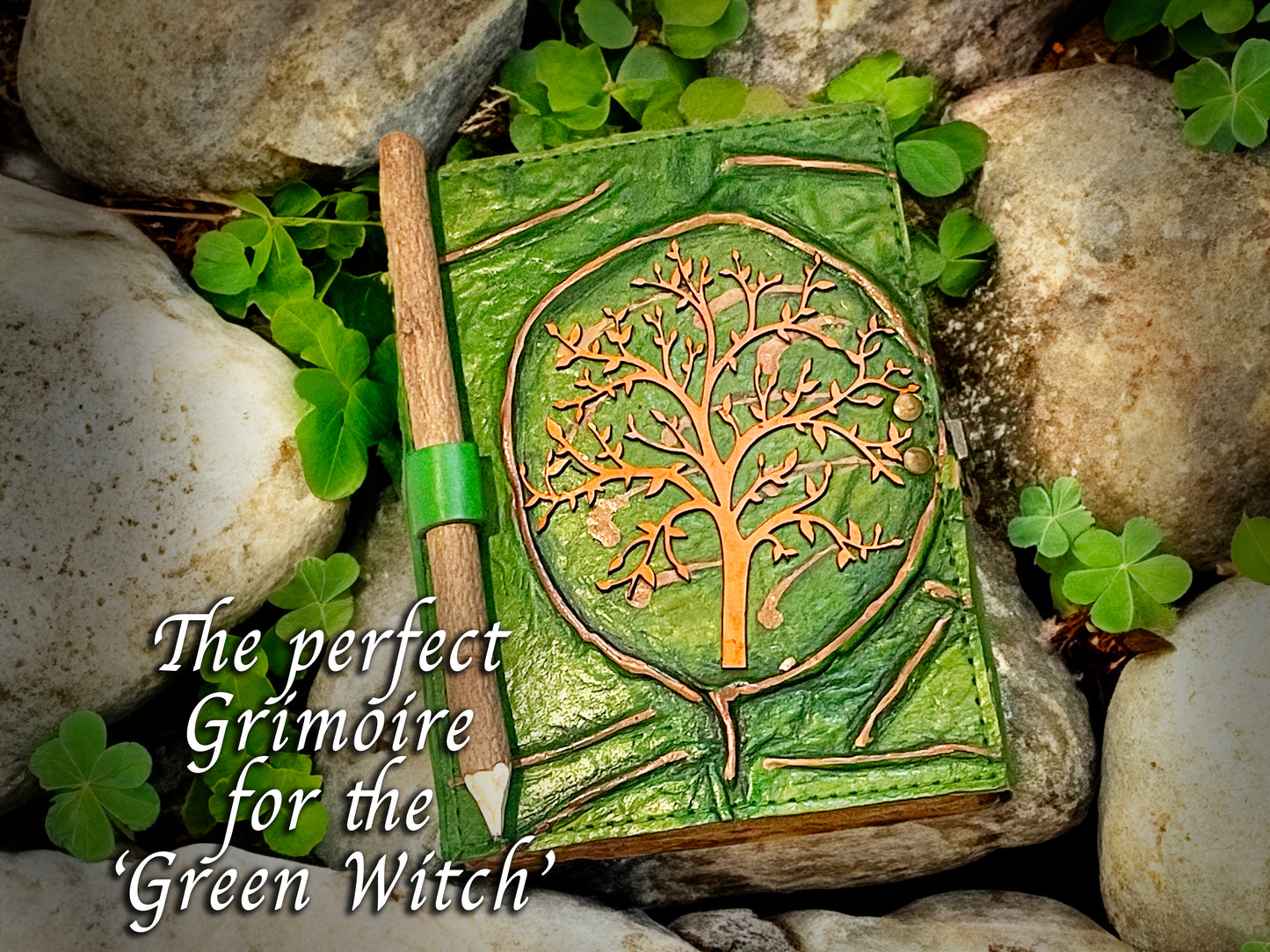 Grimoire - Tree of Life with Vintage Paper & Wooden Pencil