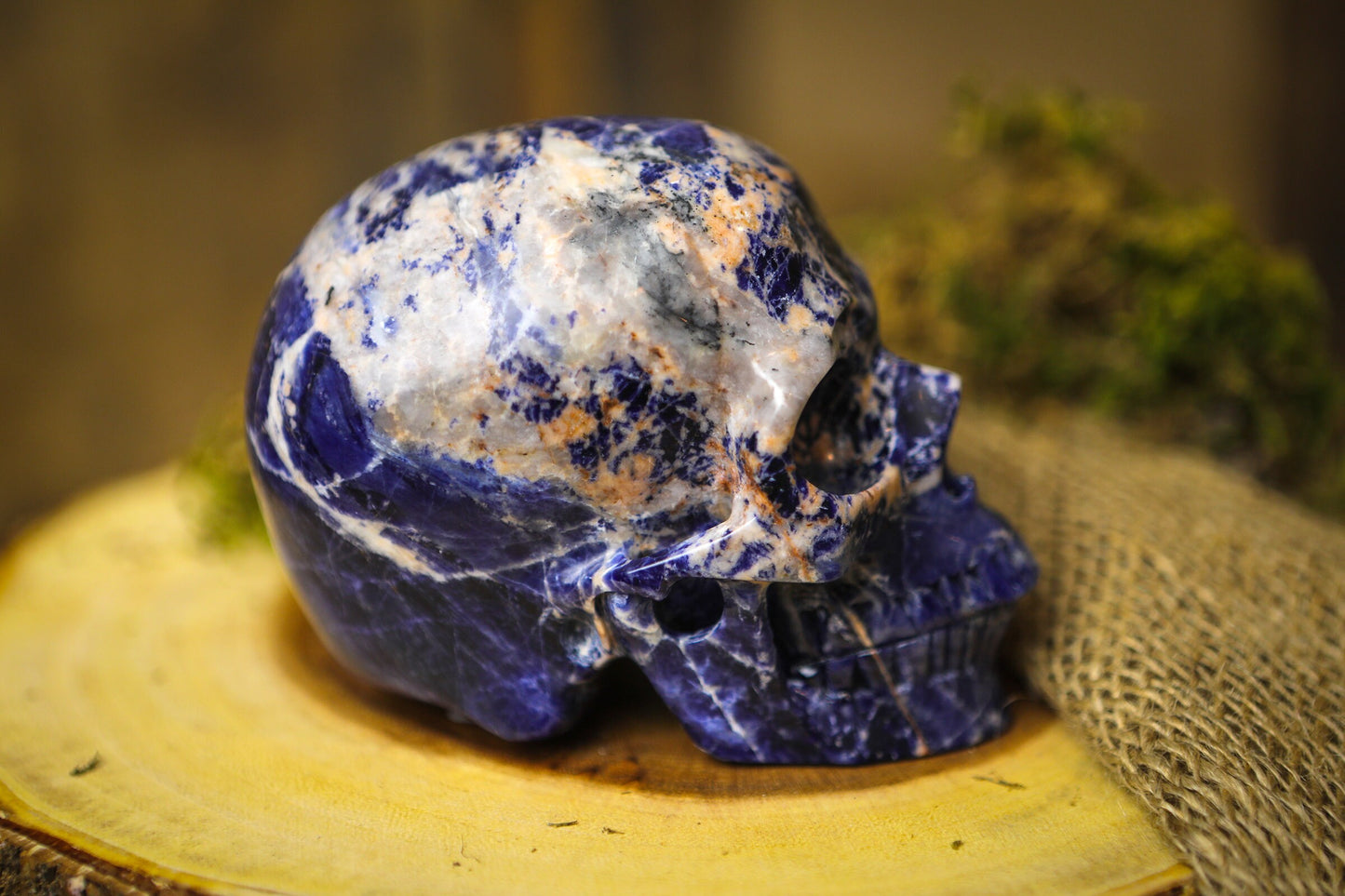 Sodalite Polished Carved Genuine Gemstone Crystal Skull