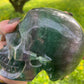 Rainbow Flourite Skull LARGE Polished Carved Genuine Gemstone Crystal