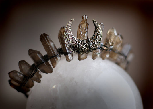 Smoky Quartz Crown TIara | Photo Prop | Witchcraft | Goth | Moon Goddess | Moonchild