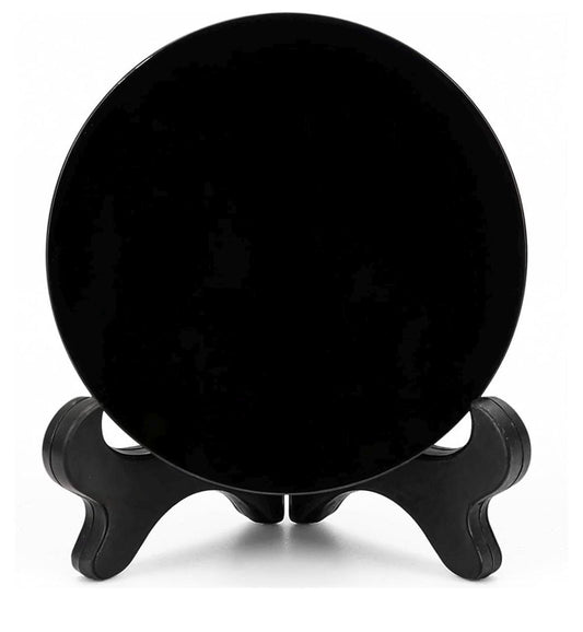 Obsidian Scrying Mirror with Stand & Information Sheet | 6.5 inch