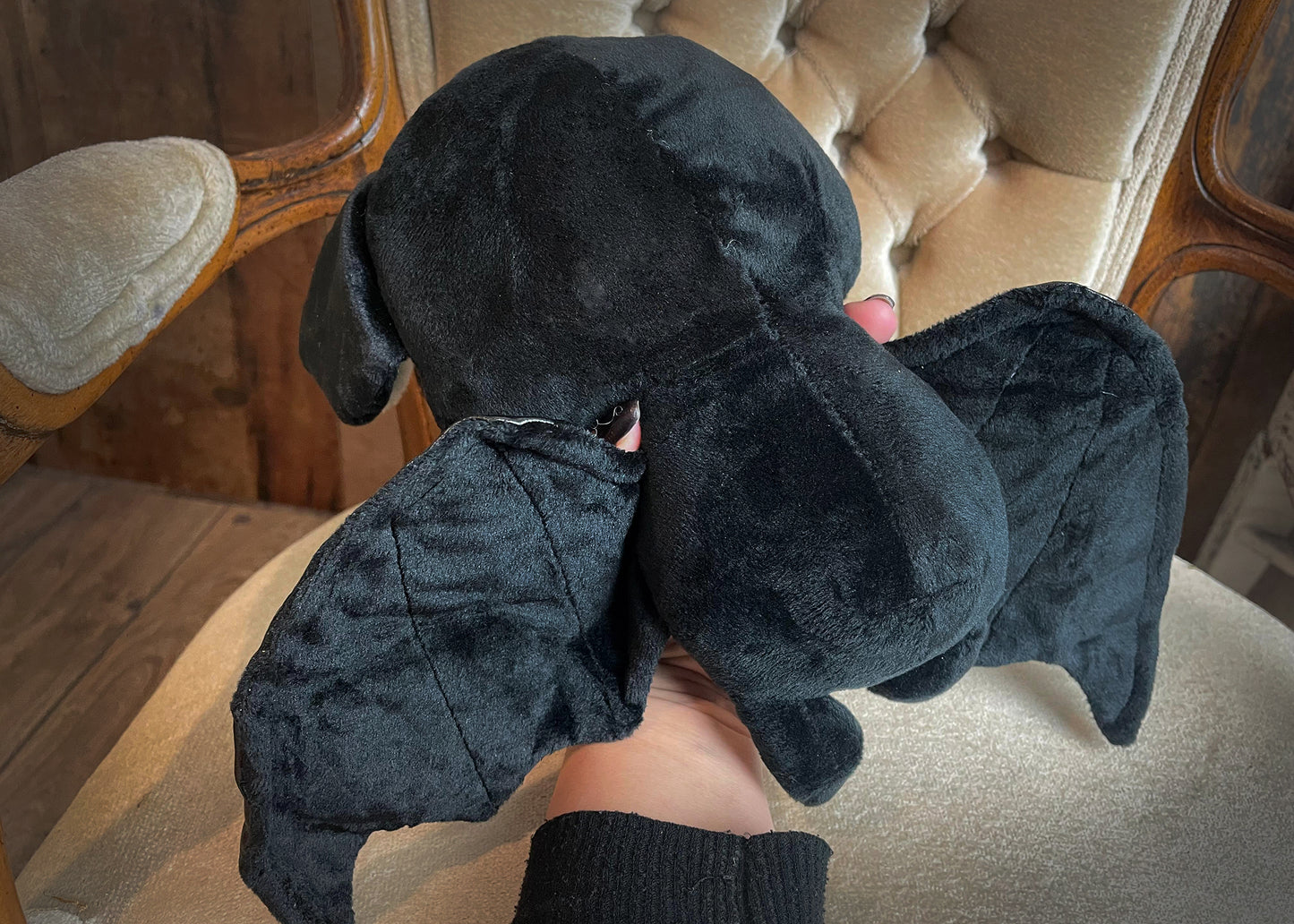 Winged Plush Vampire Bat with Crescent Moon Soft Cute Little Monster