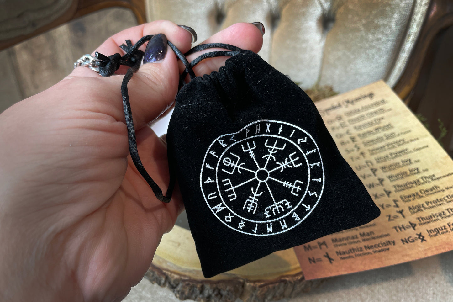 Wooden Viking Runes with Velvet Bag, Box & Guide