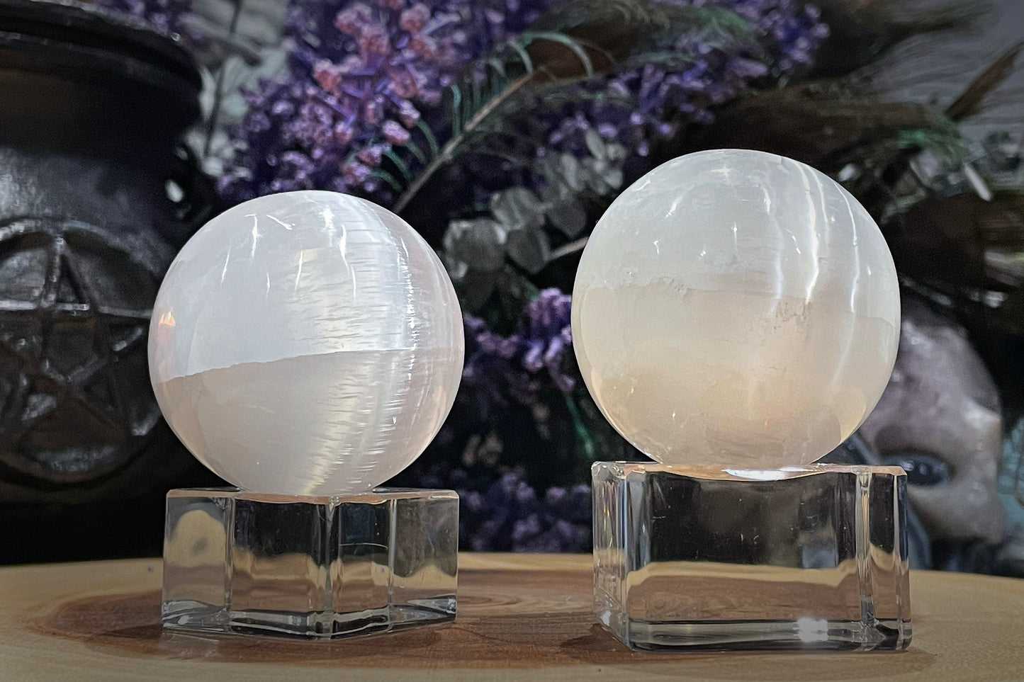 Selenite Sphere with Stand