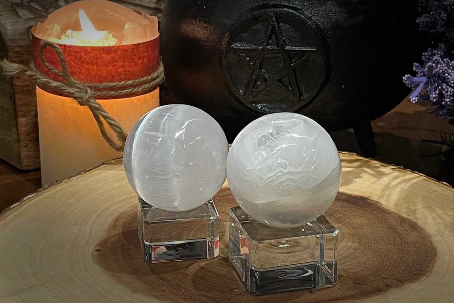 Selenite Sphere with Stand
