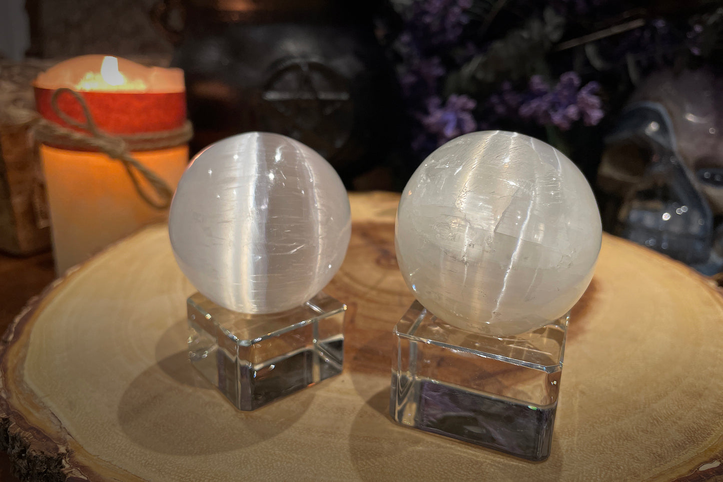 Selenite Sphere with Stand