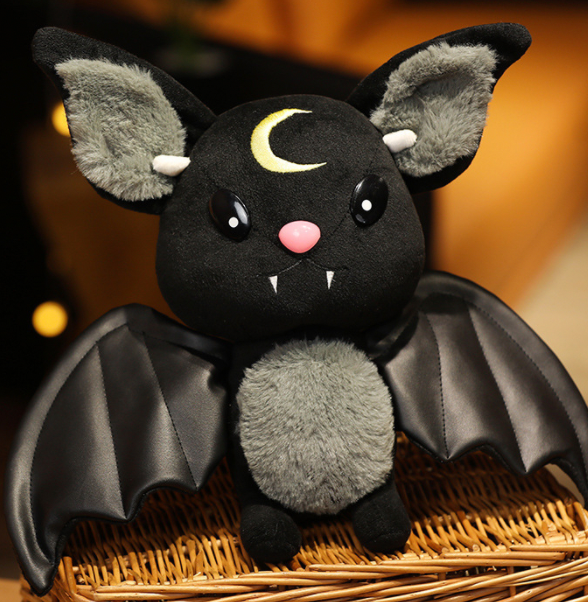 Winged Plush Vampire Bat with Crescent Moon Soft Cute Little Monster