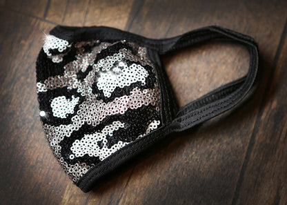 Sequin Adult Face Mask Leopard Sparkle Bling