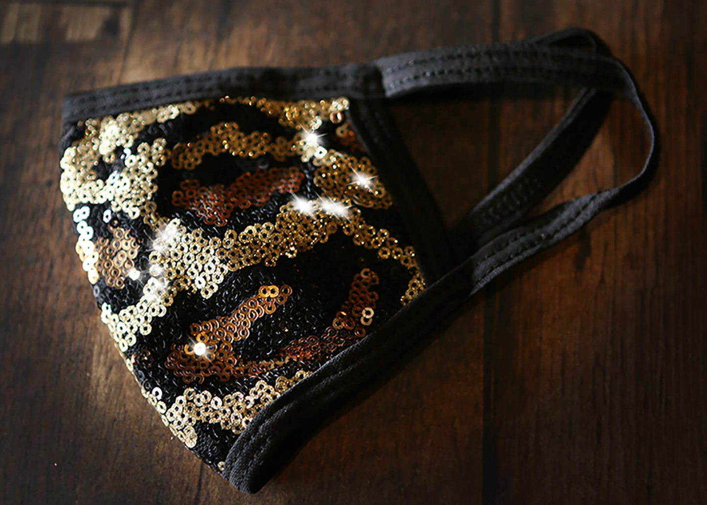 Sequin Adult Face Mask Leopard Sparkle Bling