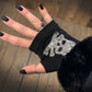 Rhinestone Skull Fingerless Gloves