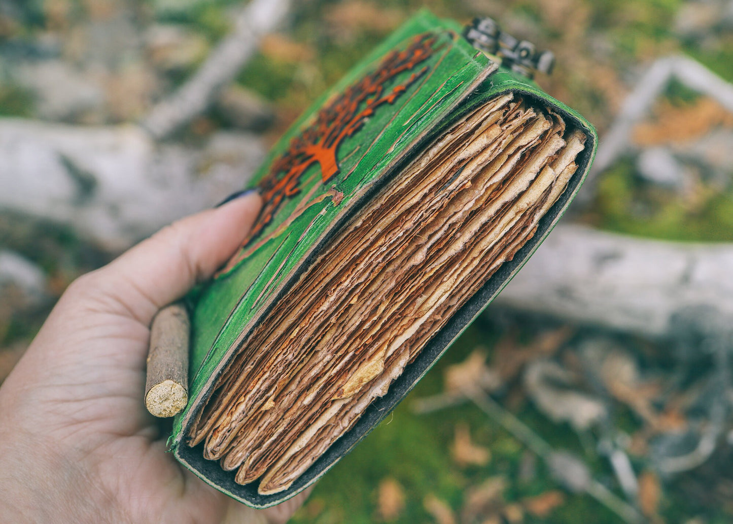 Grimoire - Tree of Life with Vintage Paper & Wooden Pencil