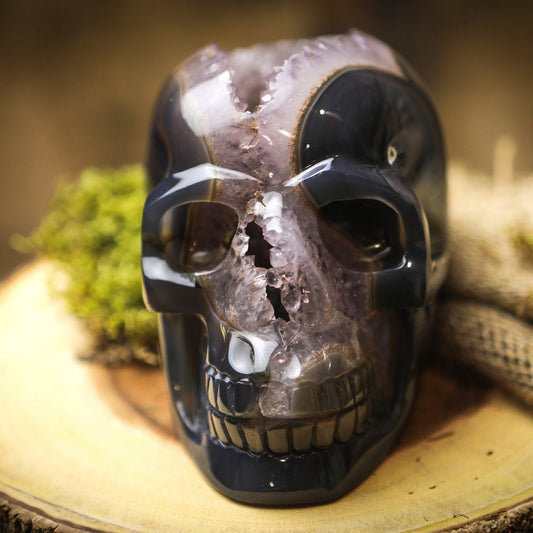 Large Amethyst Geode Crystal Skull