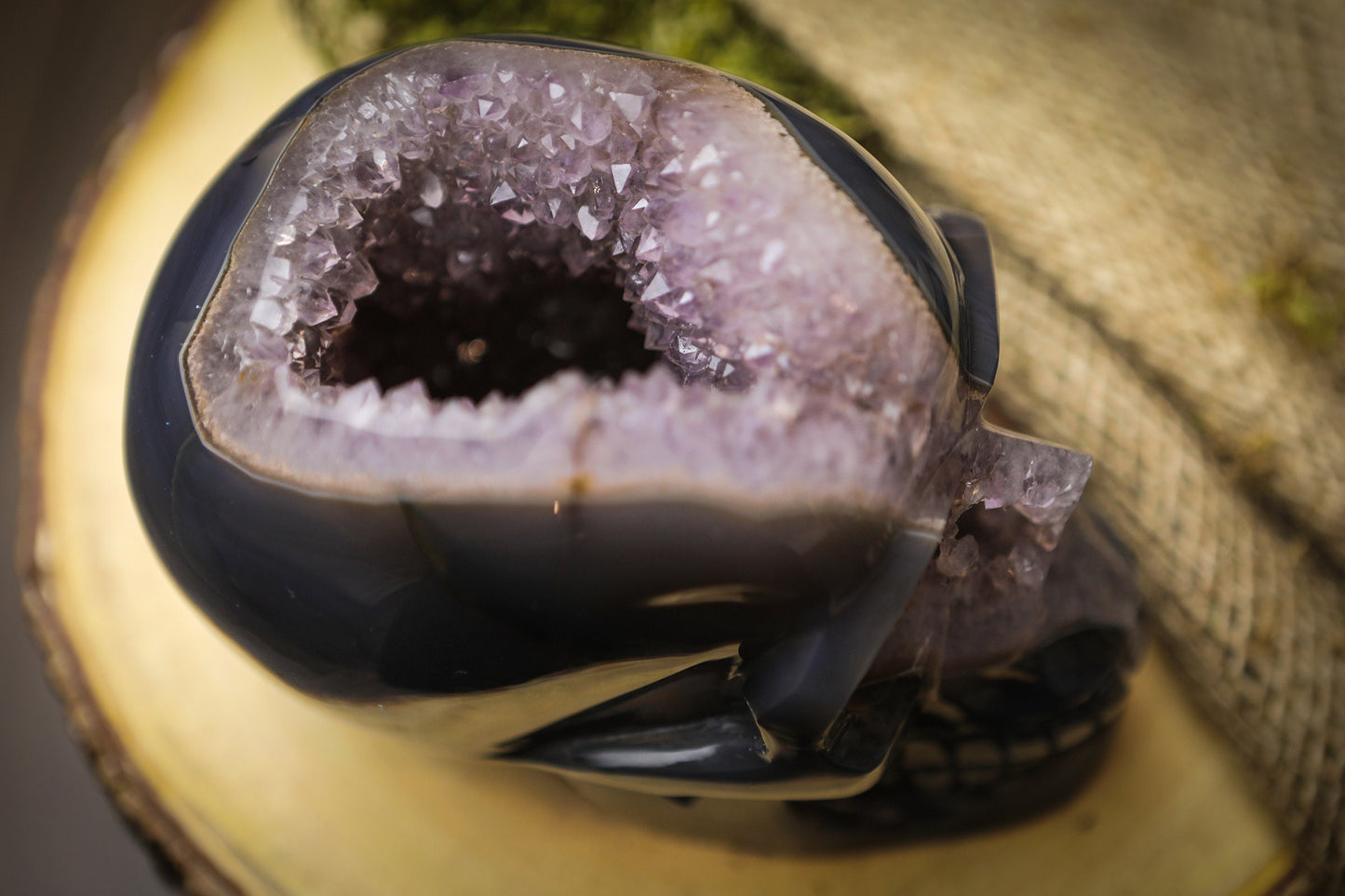 Large Amethyst Geode Crystal Skull