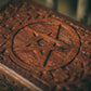 Wooden Hand Carved Box with Pentacle Altar Tools Witchy Storage