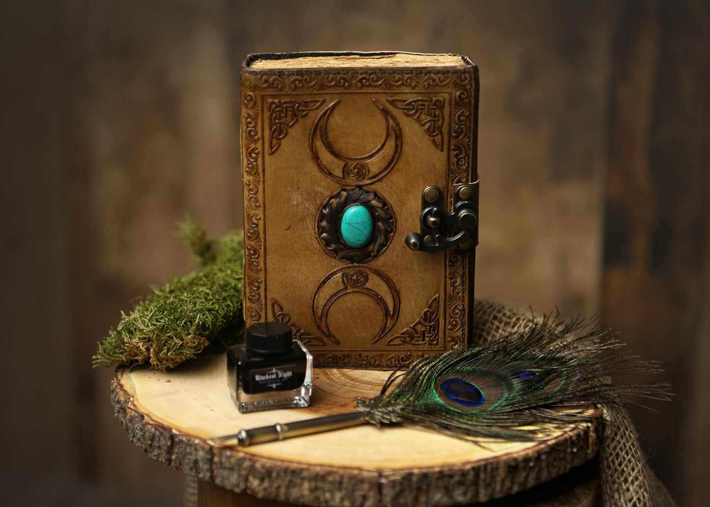 Grimoire with Dyed Howlite Stone