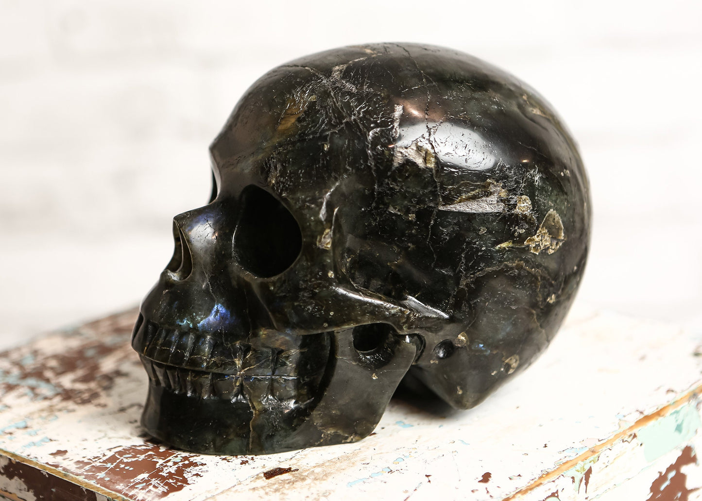 HUGE & POWERFUL Labradorite Crystal Skull - LIFE SIZED