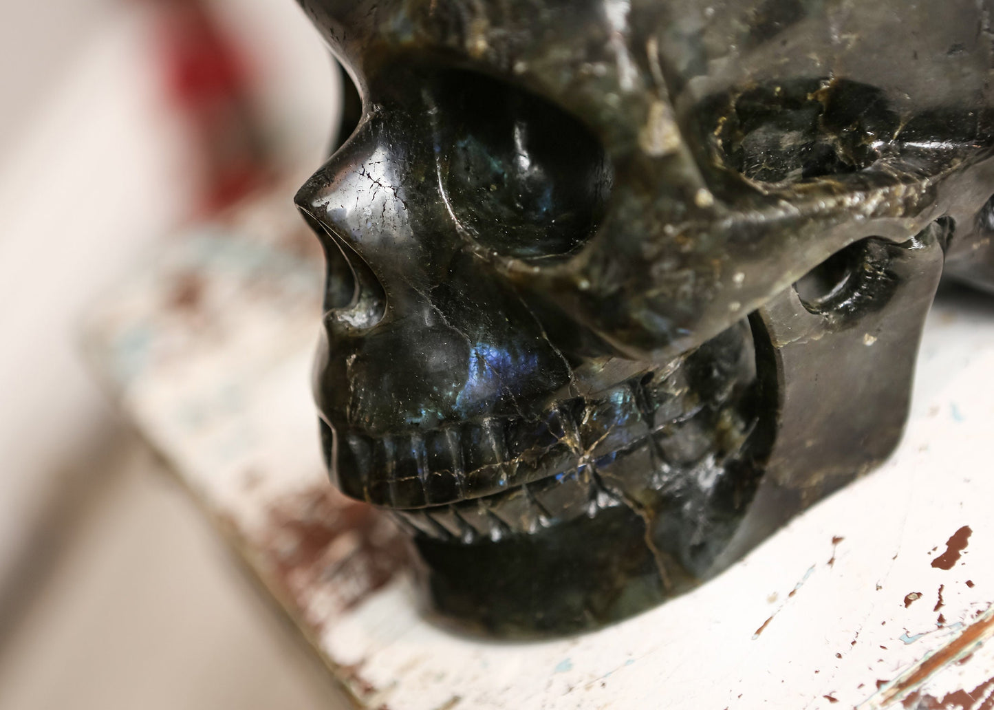 HUGE & POWERFUL Labradorite Crystal Skull - LIFE SIZED