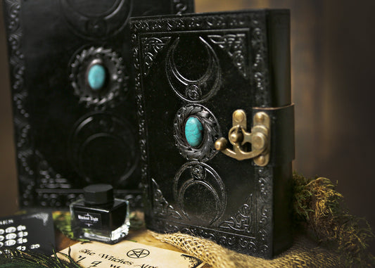 Grimoire with Dyed Howlite Stone