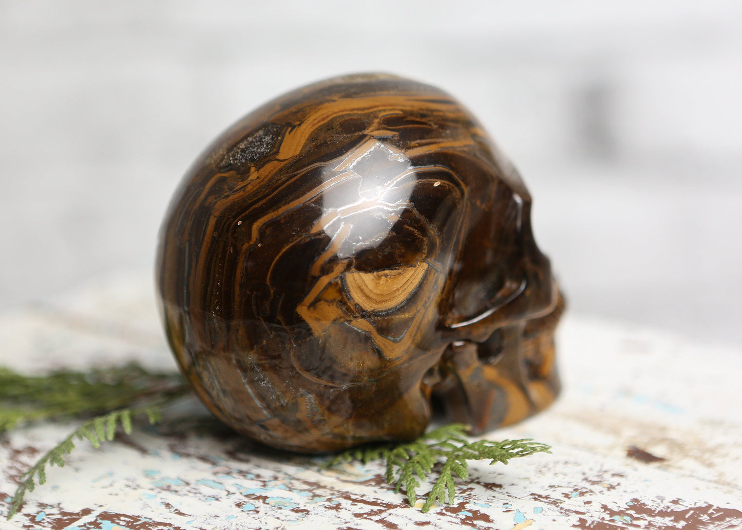 Large Tiger Eye Crystal Skull