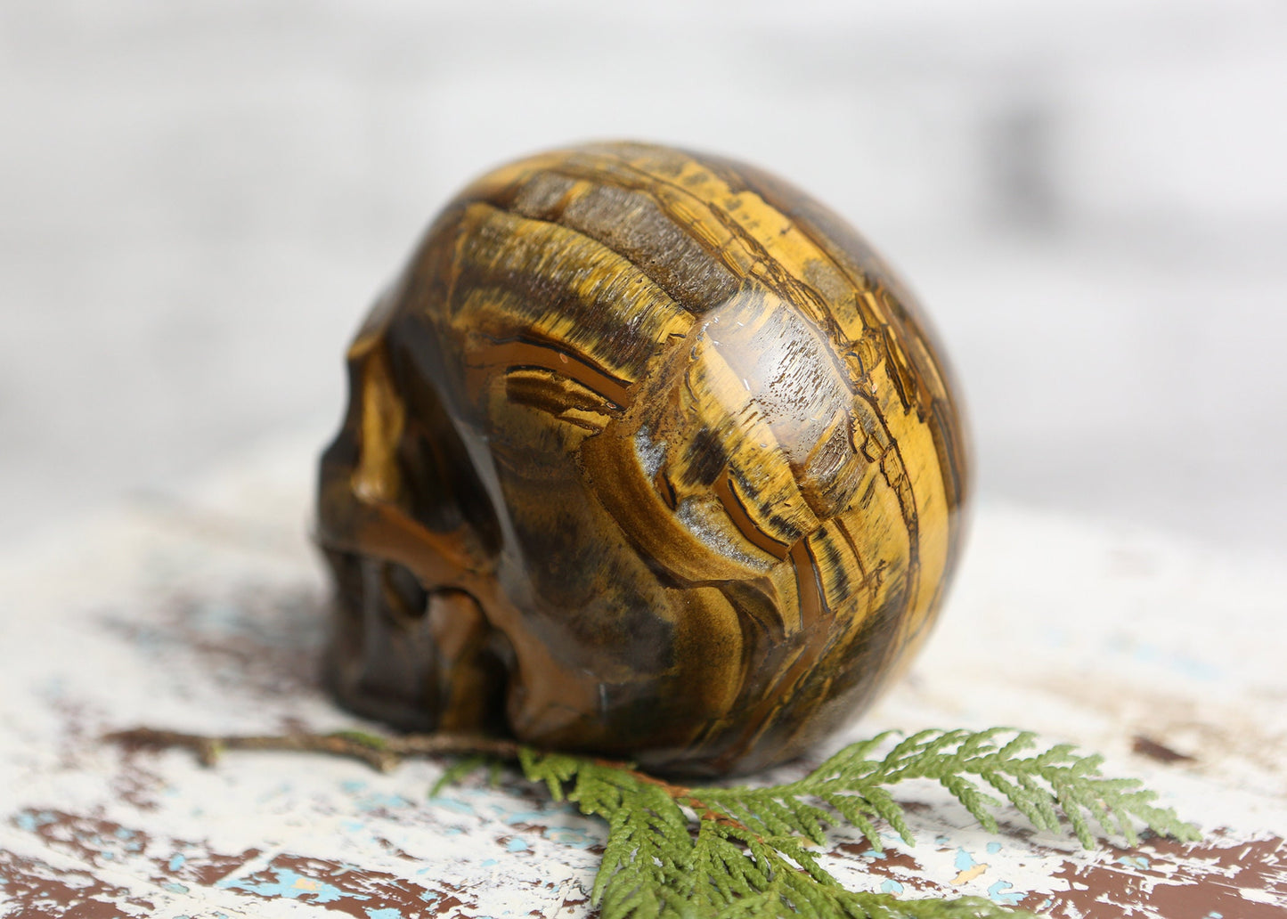 Large Tiger Eye Crystal Skull