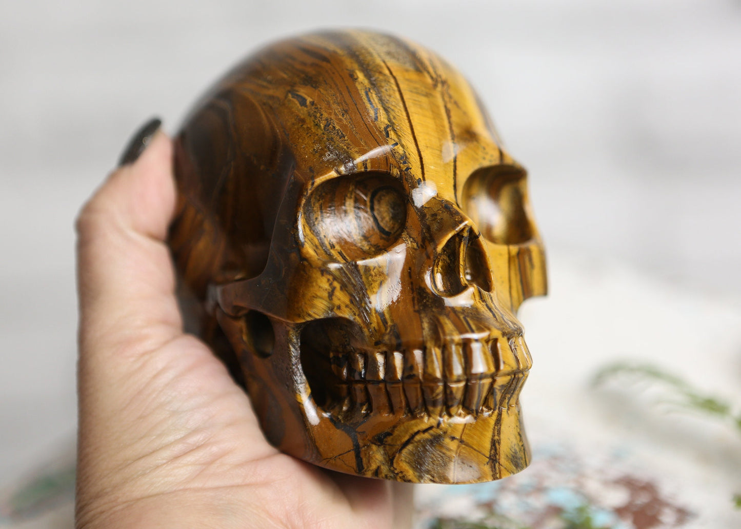 Large Tiger Eye Crystal Skull