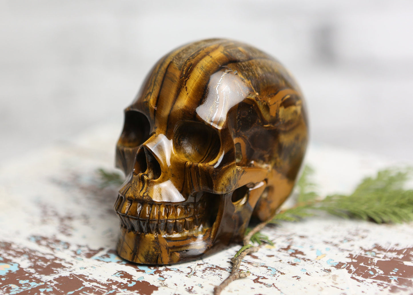 Large Tiger Eye Crystal Skull