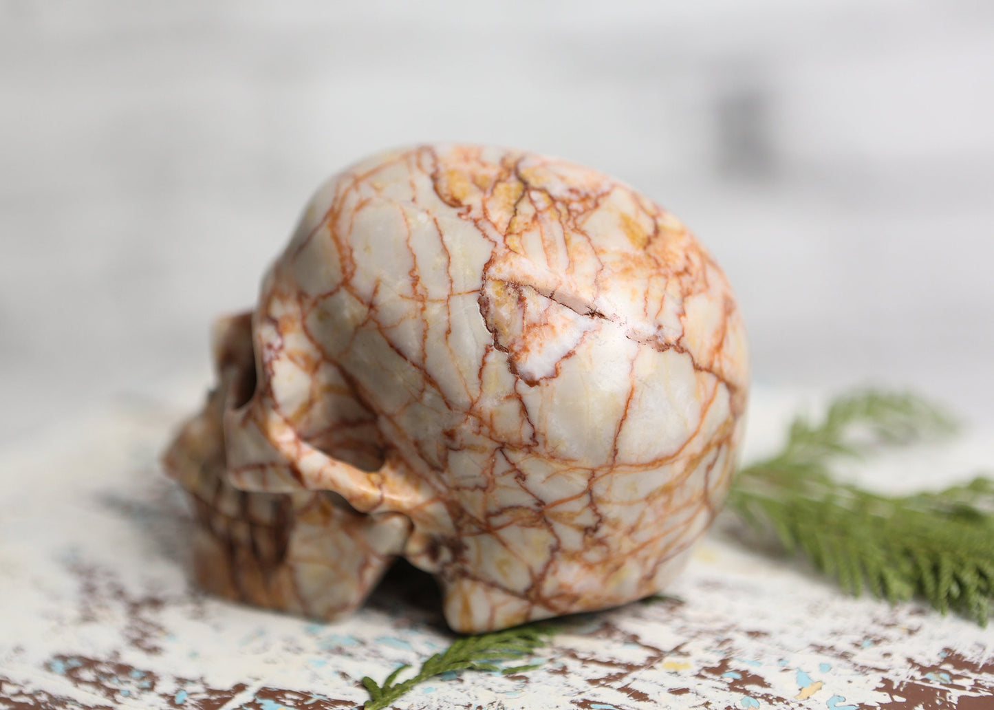 Large Red Vein Jasper Crystal Skull