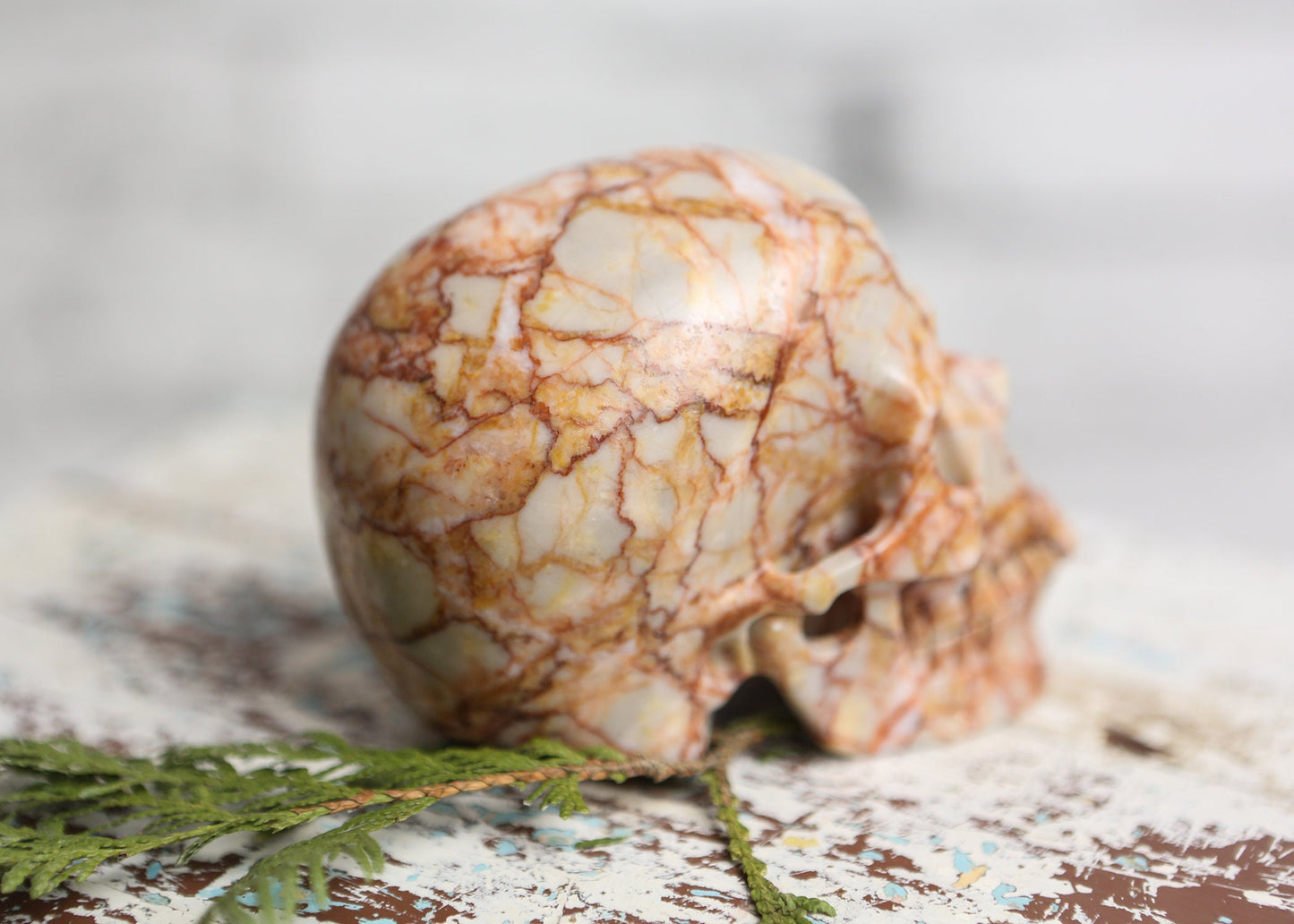 Large Red Vein Jasper Crystal Skull