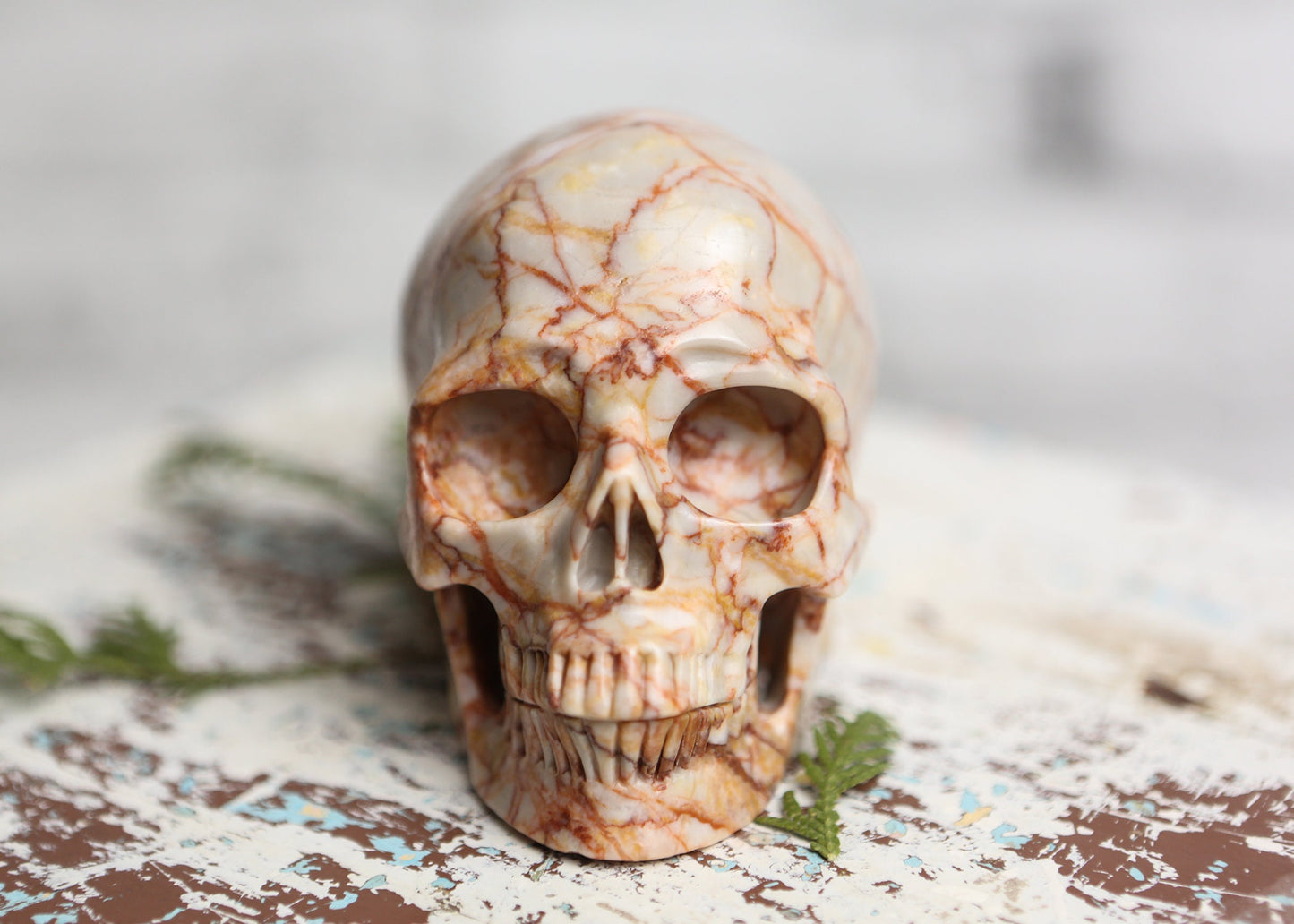 Large Red Vein Jasper Crystal Skull