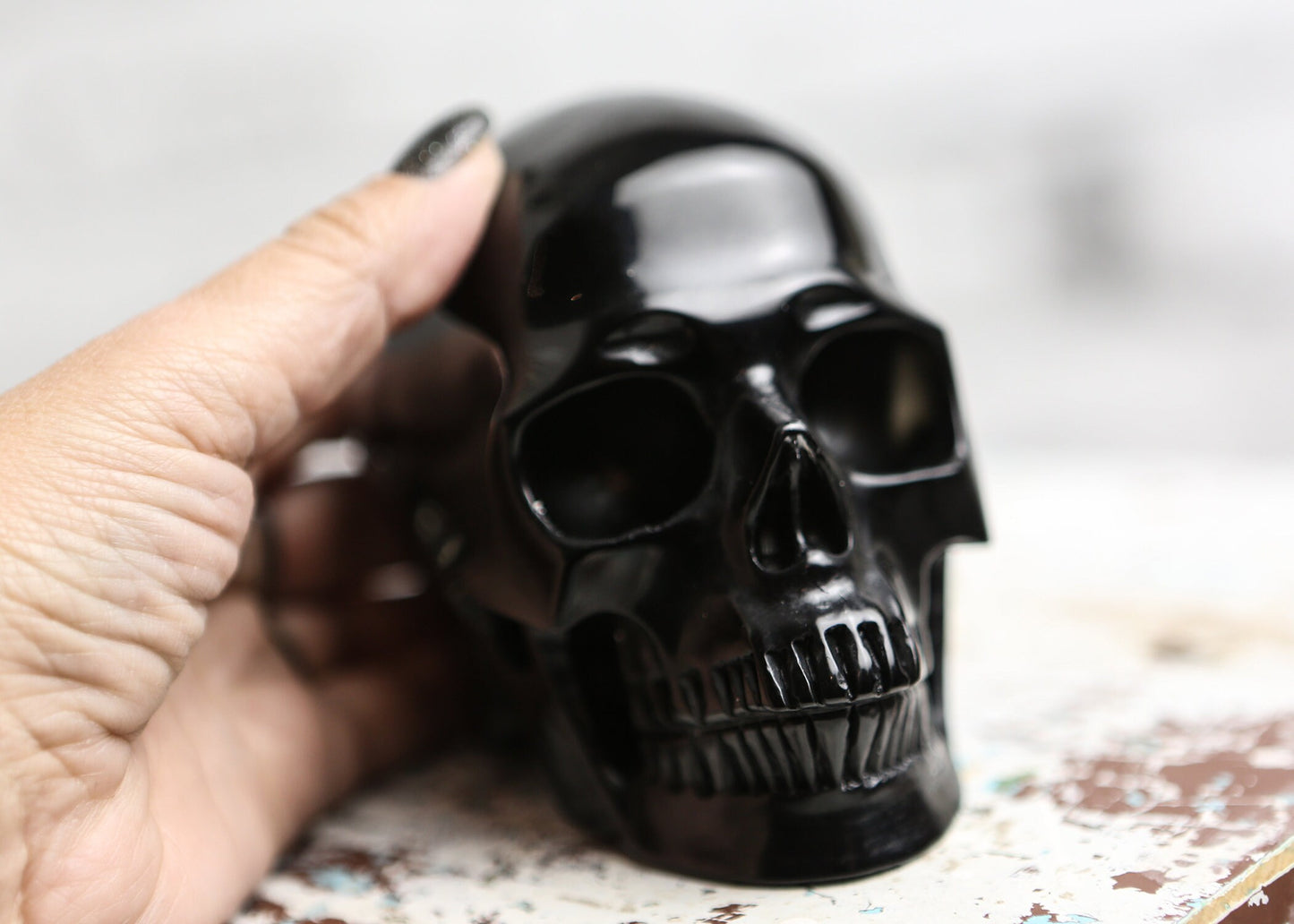 Large Obsidian Crystal Skull