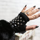 Metal Rivet Fingerless Gloves