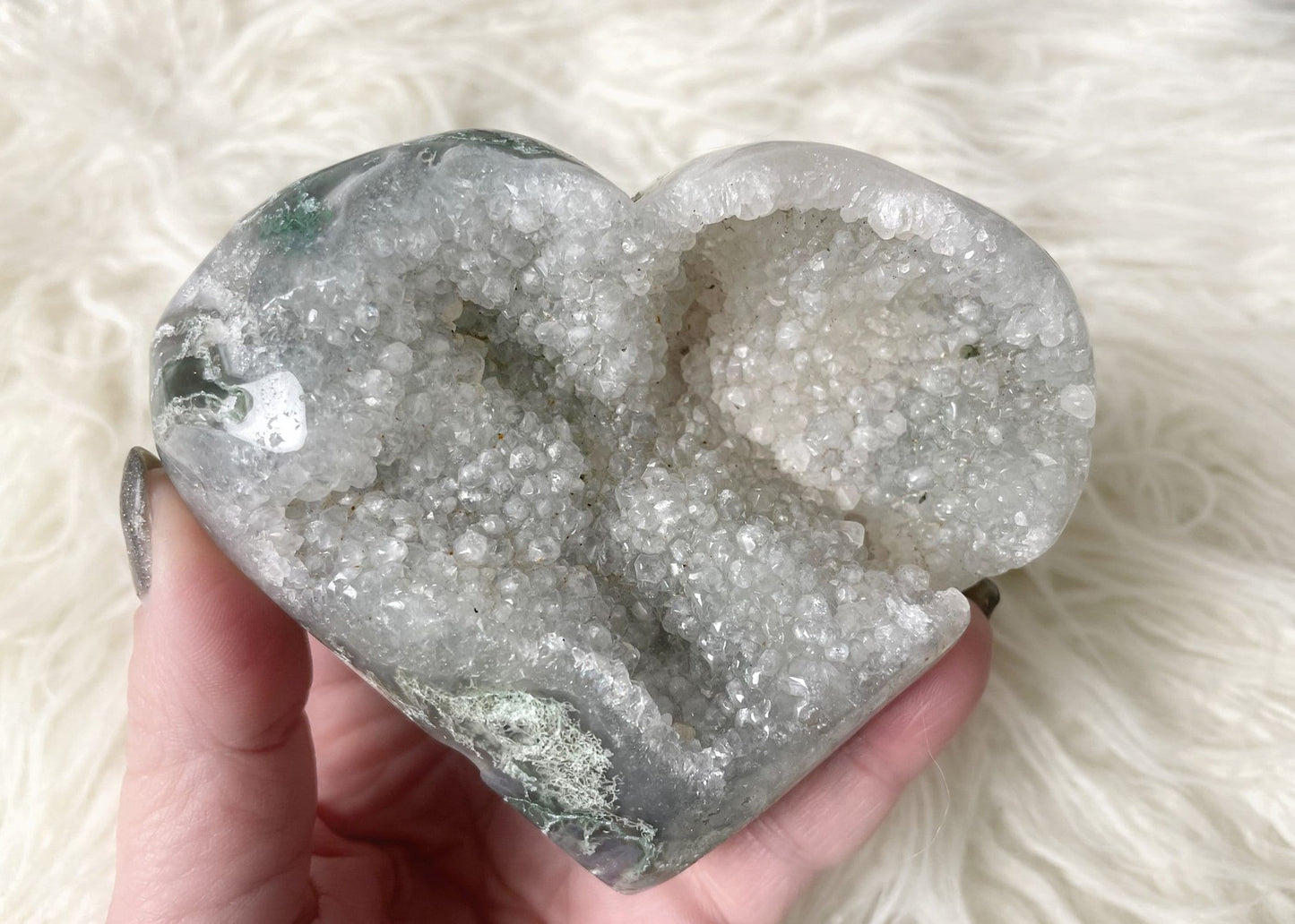 Mossy Geode Heart Crystal