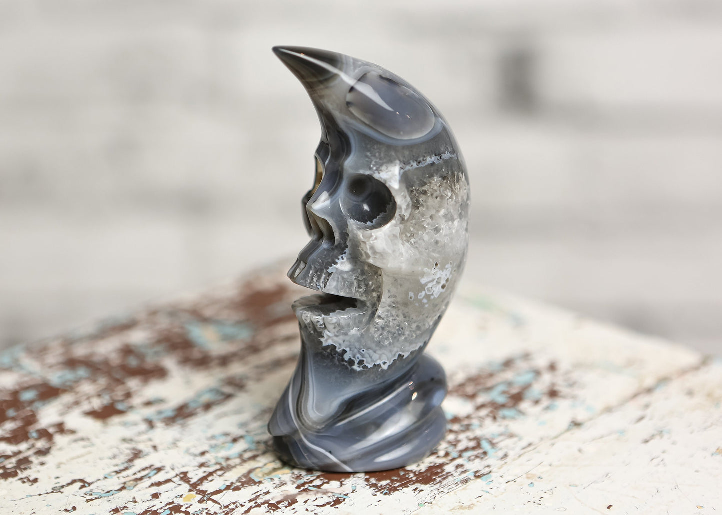 Botswana Agate Moon Skull Crystal