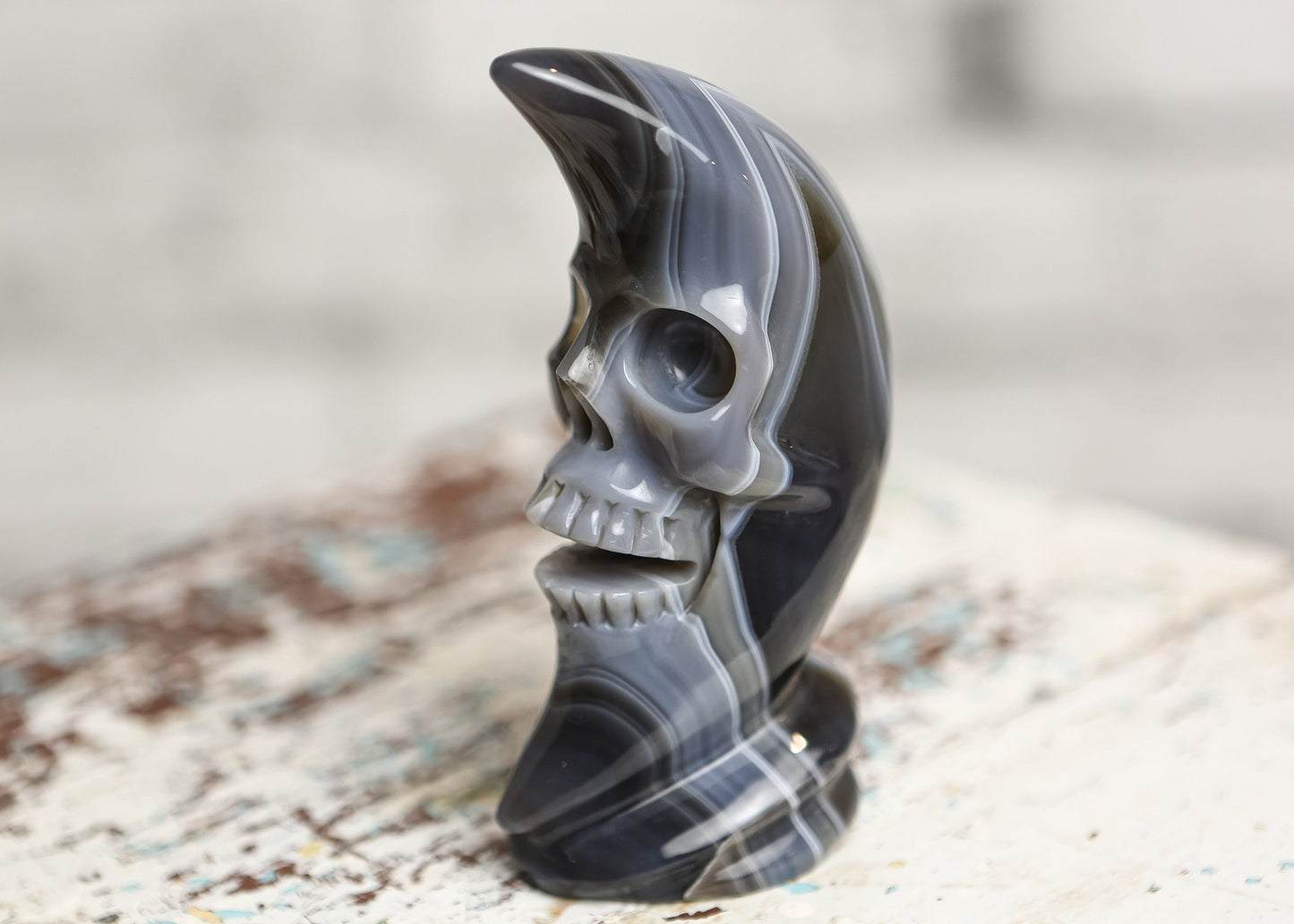 Botswana Agate Moon Skull Crystal