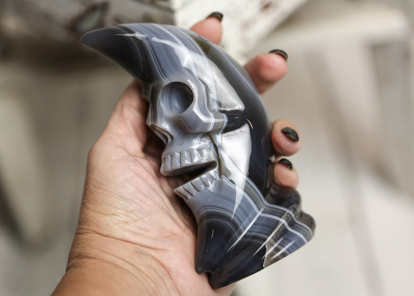 Botswana Agate Moon Skull Crystal