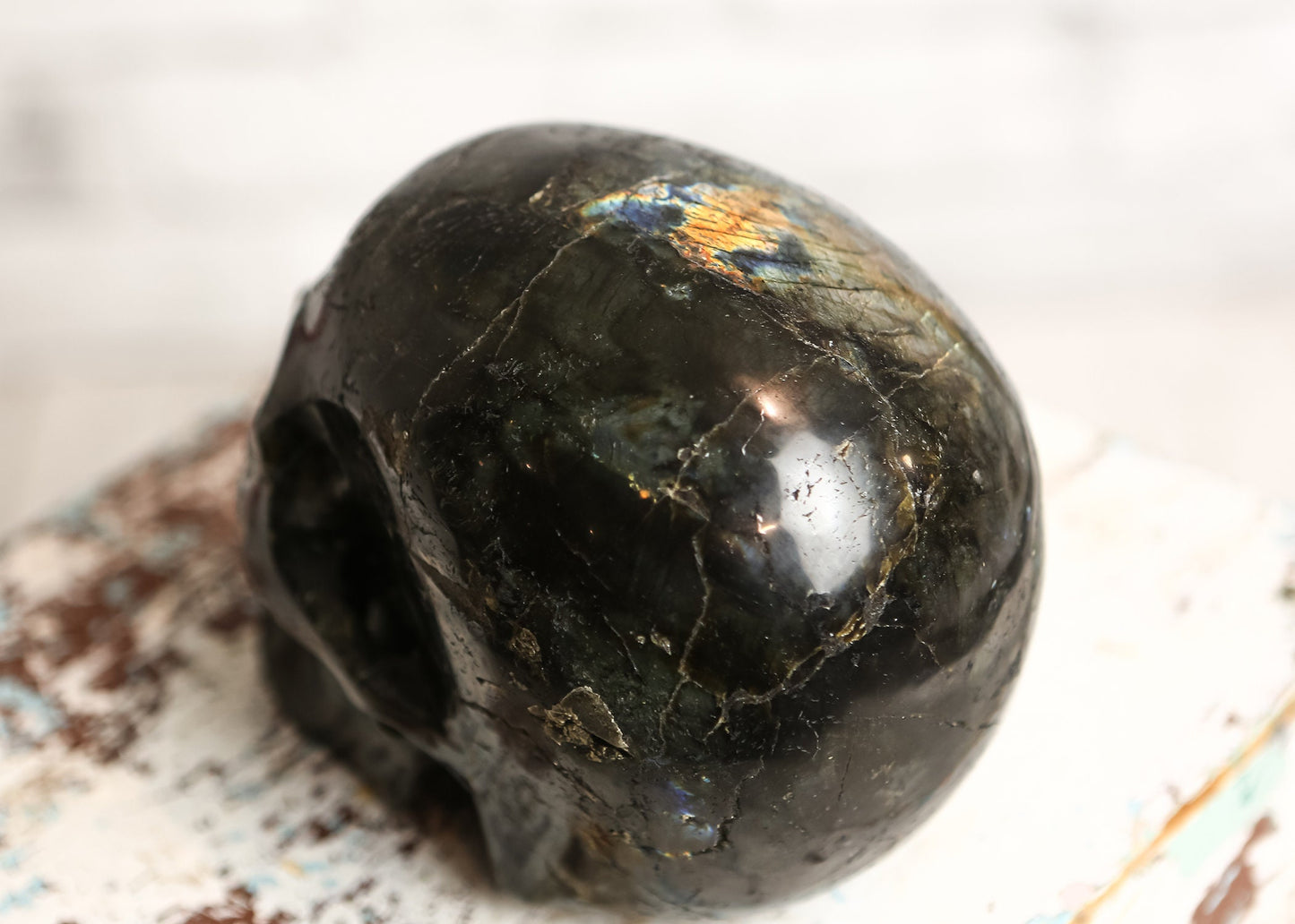 HUGE & POWERFUL Labradorite Crystal Skull - LIFE SIZED